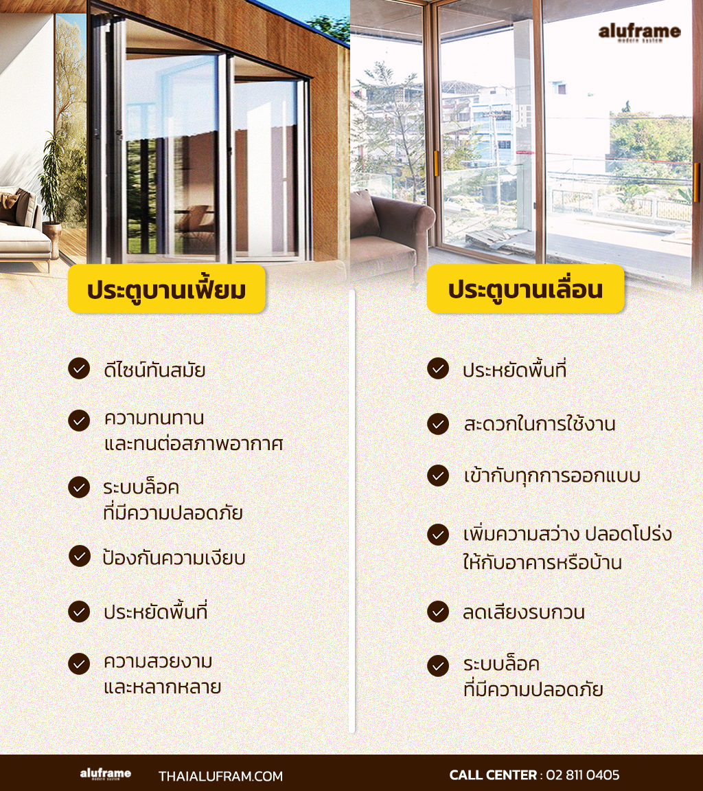 ข้อดี ประตูบานเฟี้ยม ประตูบานเลื่อน