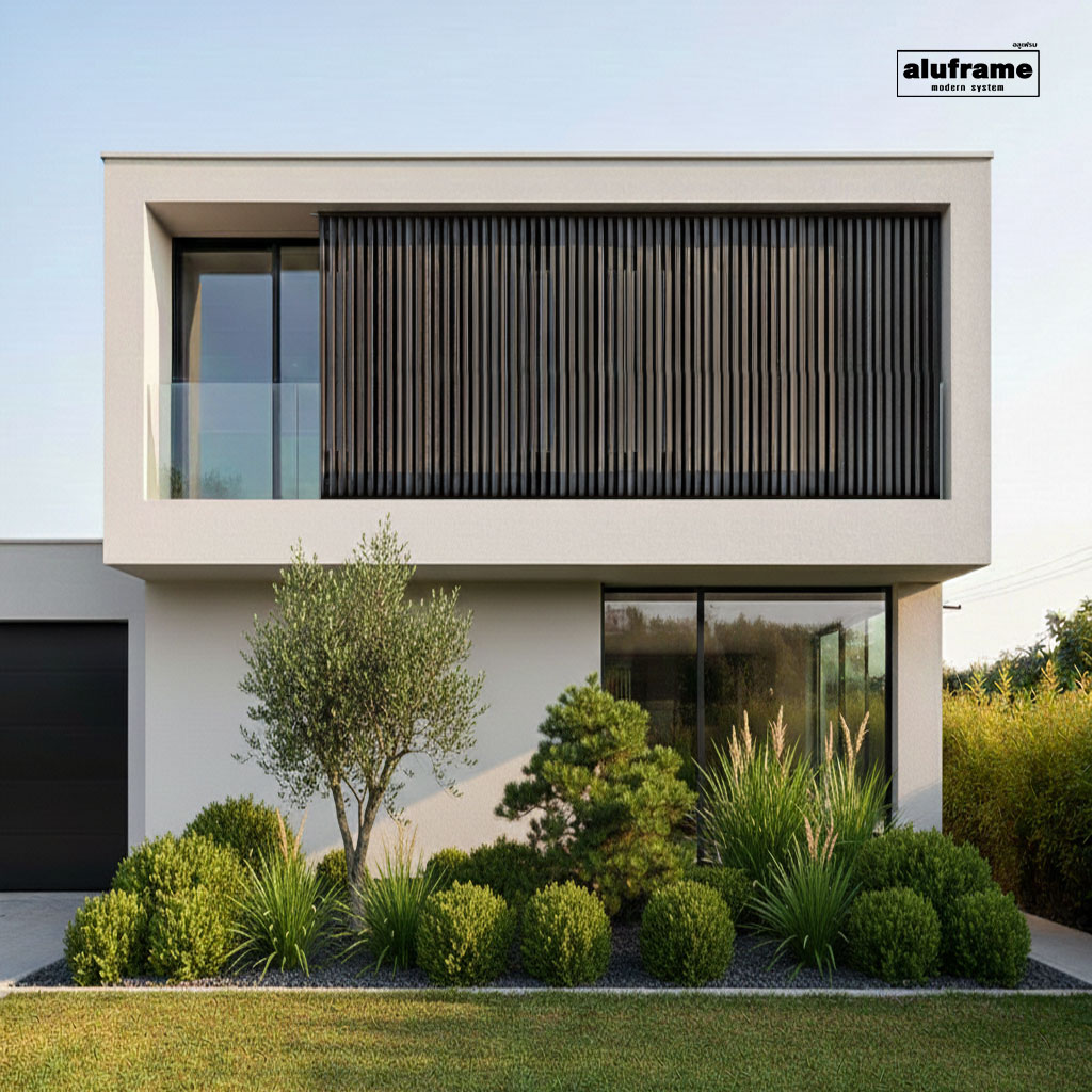 ฟาซาด-ไม้ระแนง-ตัวอย่าง-3.-ฟาซาดไม้ระแนงบริเวณระเบียงหรือชั้นสอง