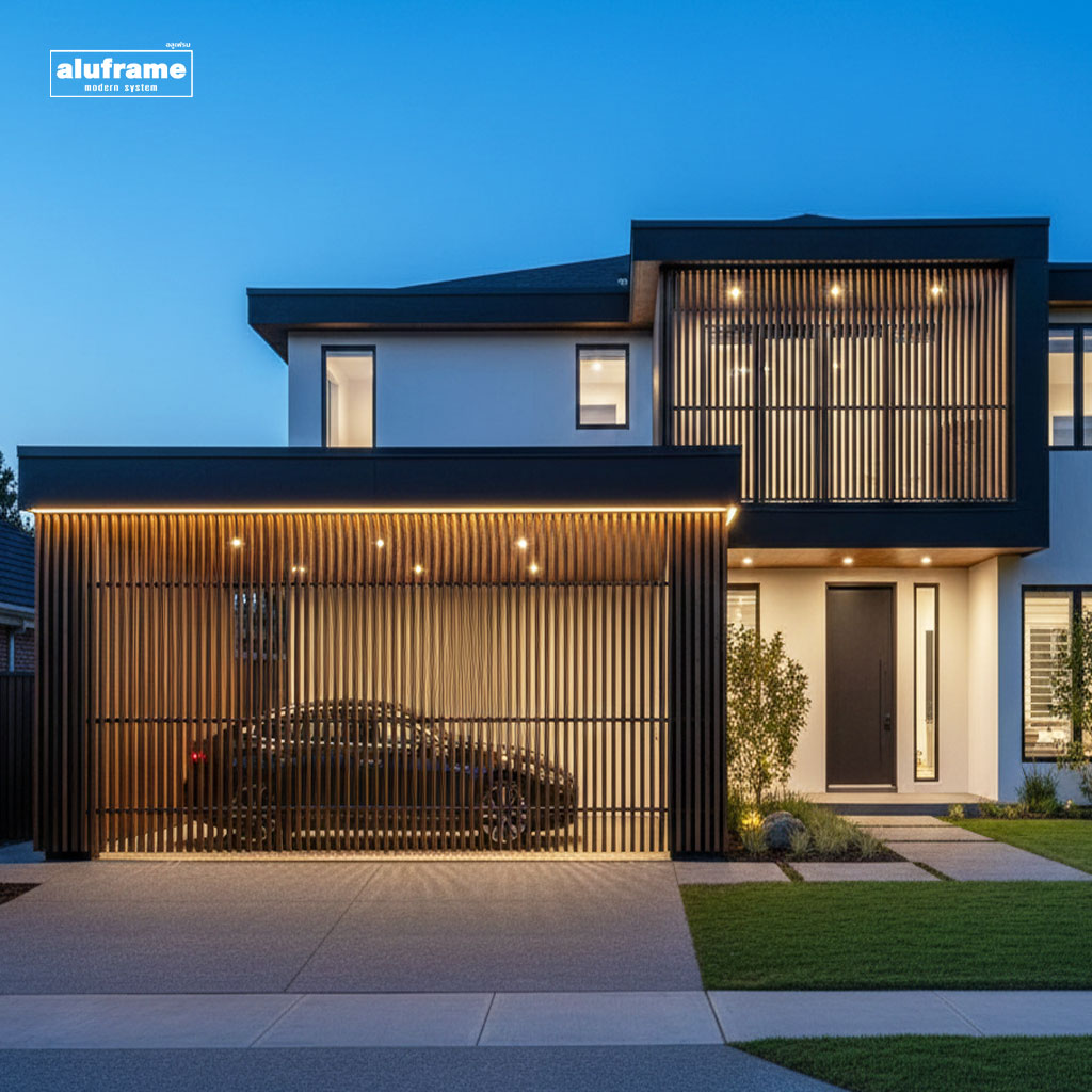 ฟาซาด-ไม้ระแนง-ตัวอย่าง-5.-ฟาซาดไม้ระแนงบริเวณโรงจอดรถ