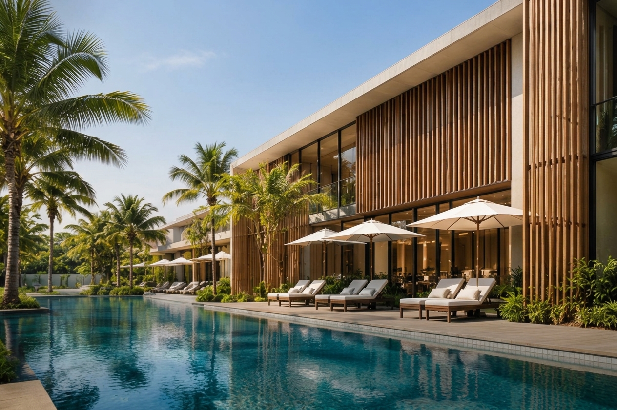 ระแนงอลูมิเนียม ภาพในส่วนการนำไปใช้ HOSPITALITY โรงแรมและรีสอร์ต