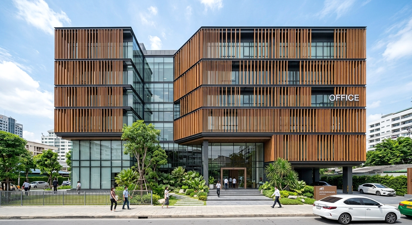 ระแนงอลูมิเนียม ภาพในส่วนการนำไปใช้ OFFICE อาคารสำนักงาน ภาพที่ 2